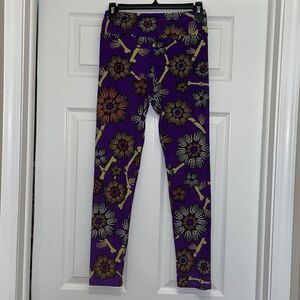 LuLaRoe Purple Halloween Skeleton & Bones Leggings